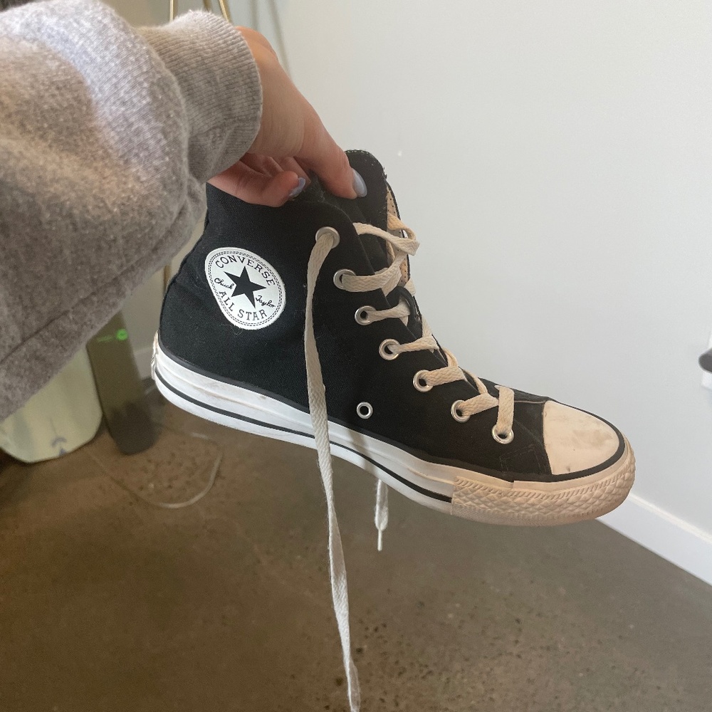 High top Converse - black - Double tongue - Women's 9/men's 7